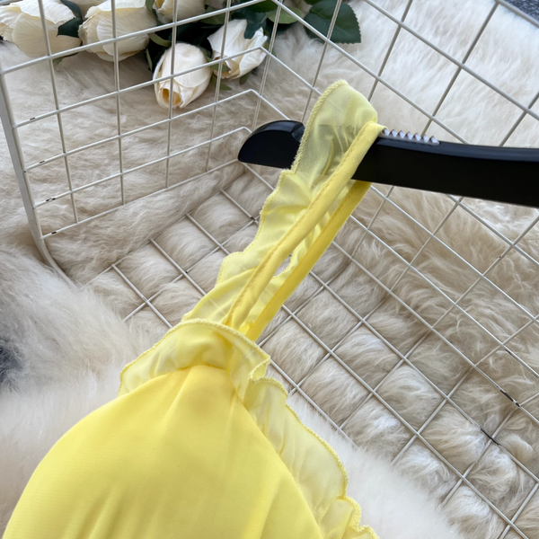 Fairy Yellow Ruffled Slip Dress