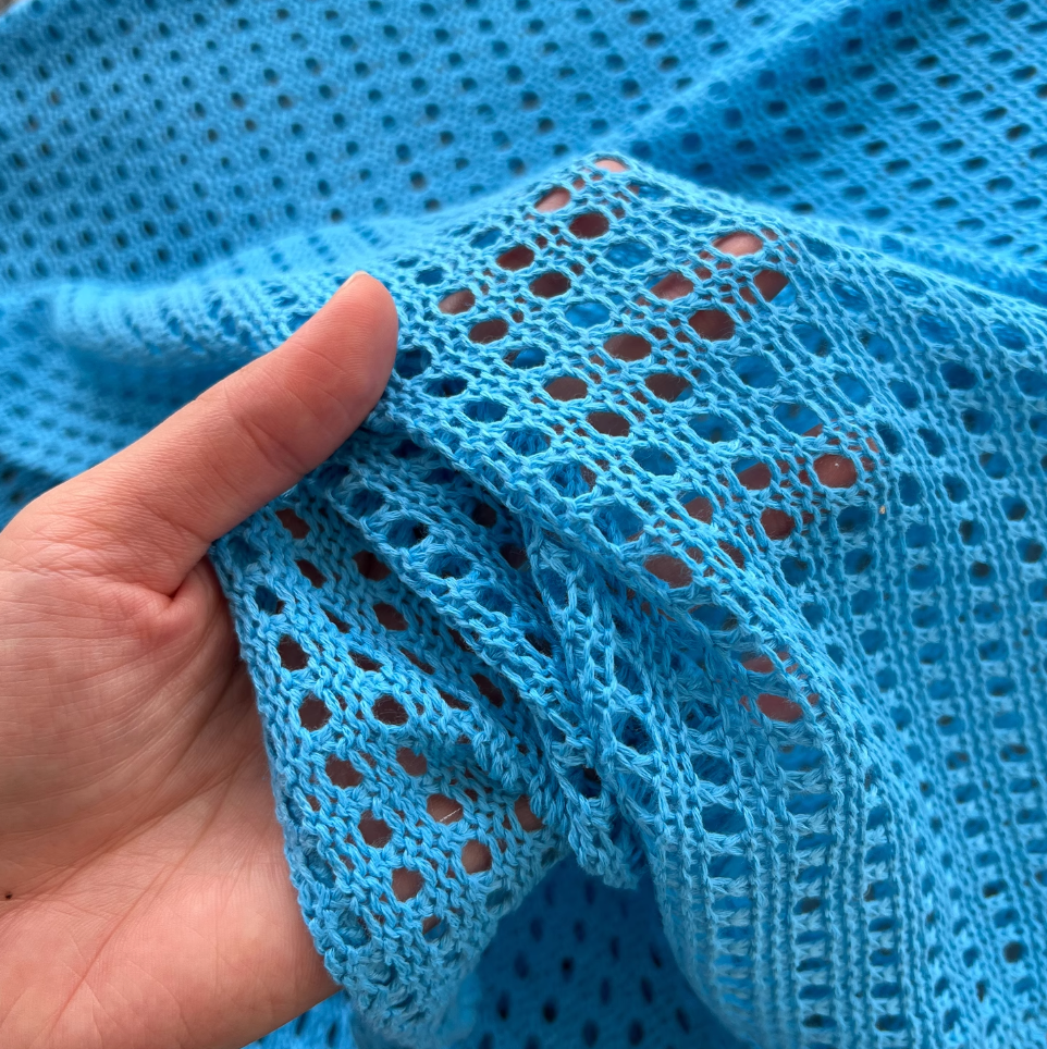 Hollowed Embroidered Blue Halter Dress