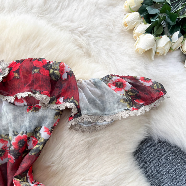 Off-shoulder Floral Printed Bustier Dress