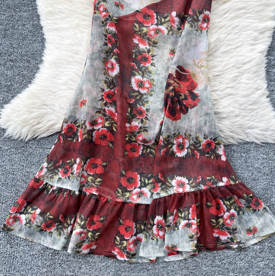 Off-shoulder Floral Printed Bustier Dress