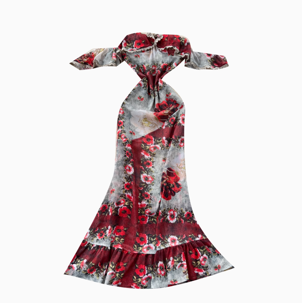 Off-shoulder Floral Printed Bustier Dress