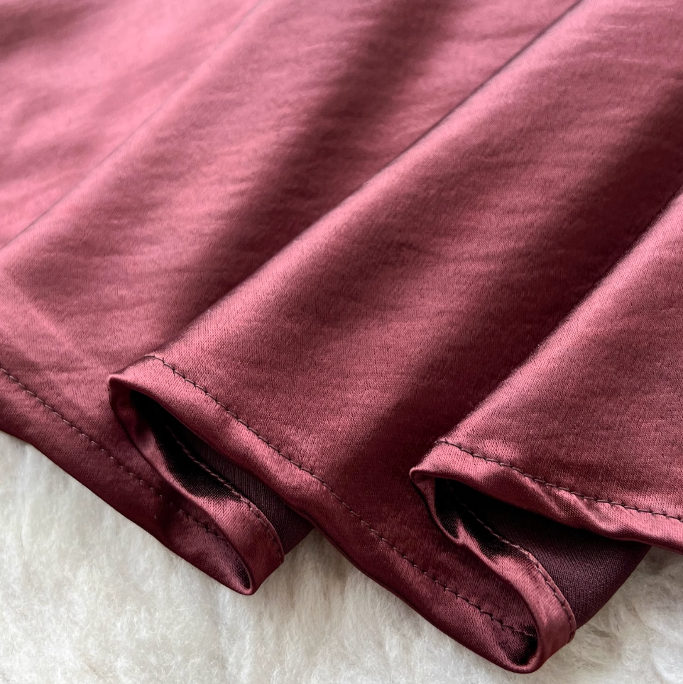 Backless Dark Red Satin Slip Dress
