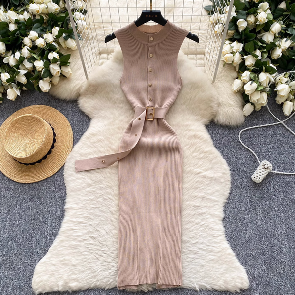High-end Sleeveless Slim Knitted Dress