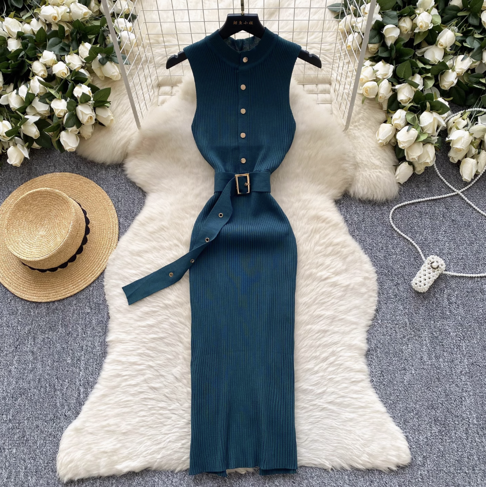 High-end Sleeveless Slim Knitted Dress