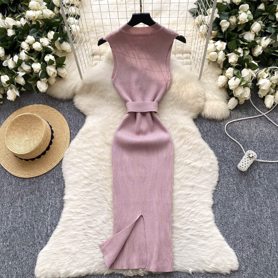High-end Sleeveless Slim Knitted Dress