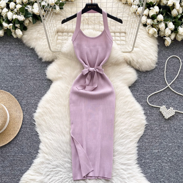 Sexy Backless Knitted Halter Dress