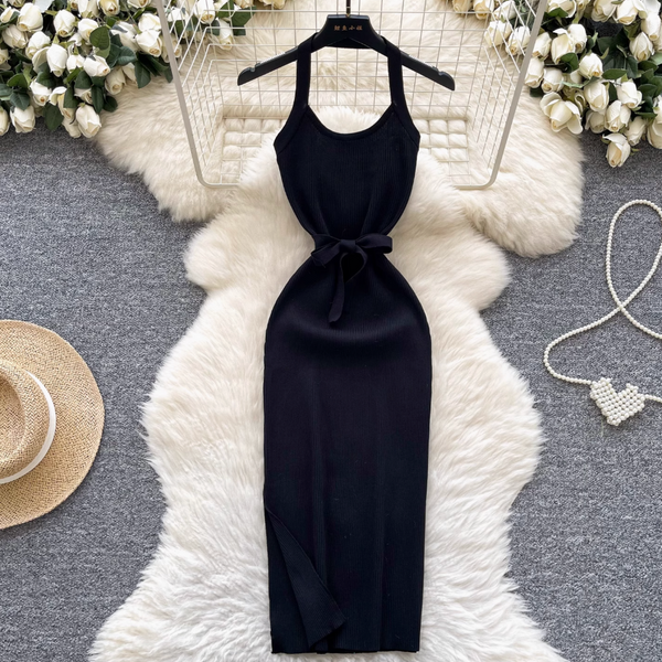 Sexy Backless Knitted Halter Dress