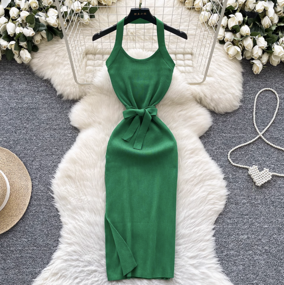 Sexy Backless Knitted Halter Dress