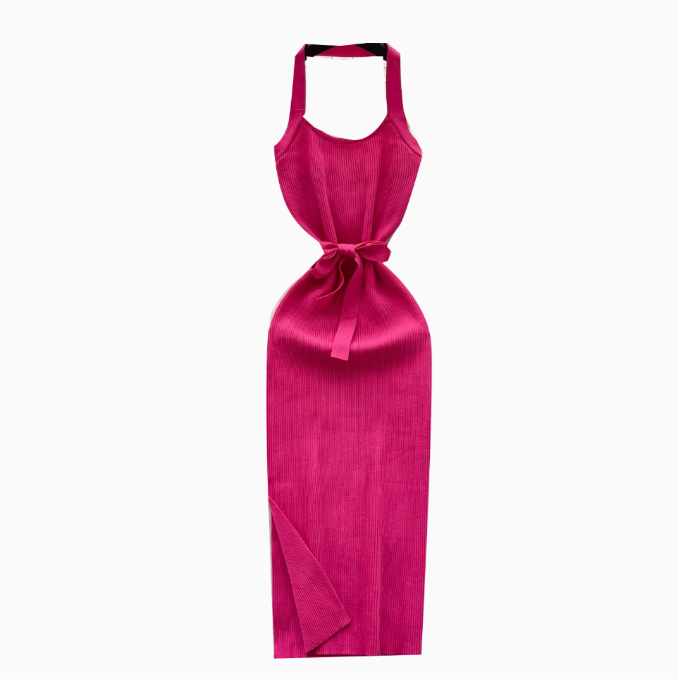 Sexy Backless Knitted Halter Dress