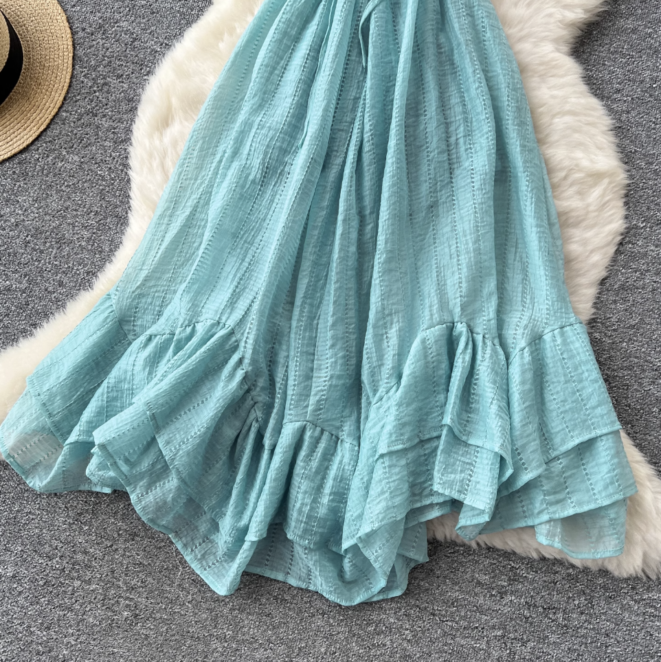 Irregular Design Ruffled Slip Dress