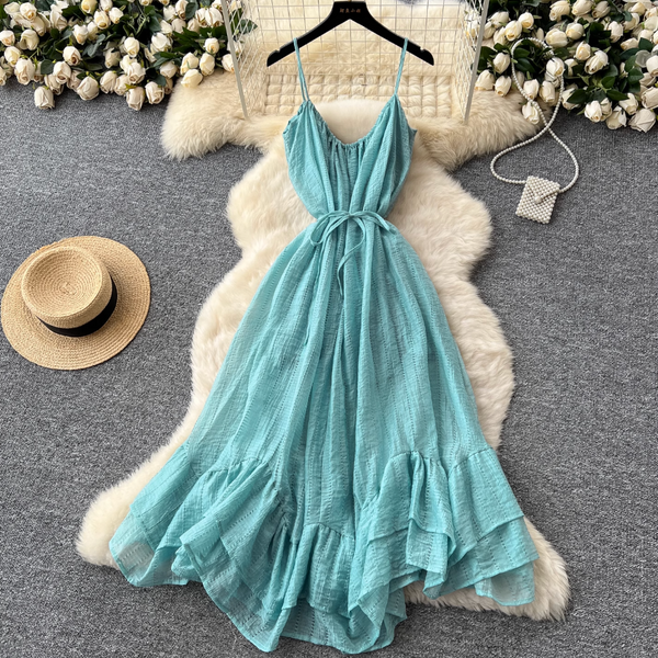 Irregular Design Ruffled Slip Dress