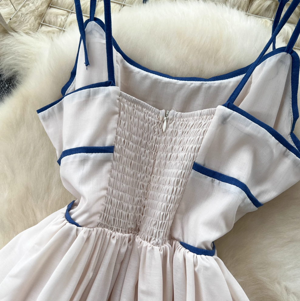Ethnic Celadon Printed Lace-up Dress