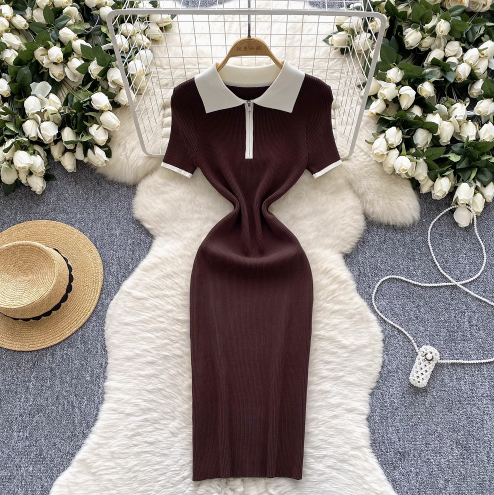 Vintage Zipped Knit Bodycon Dress