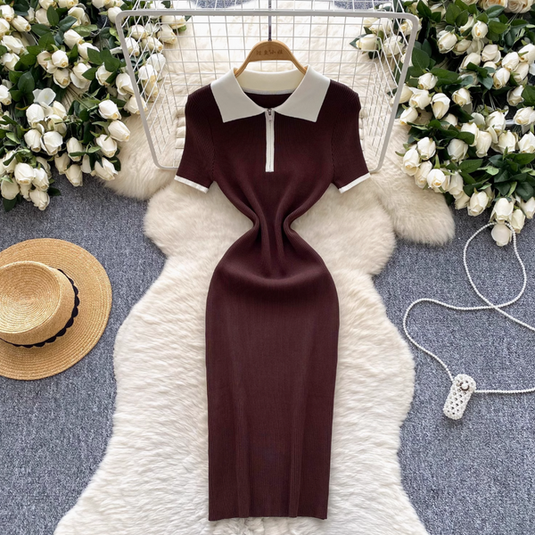 Vintage Zipped Knit Bodycon Dress
