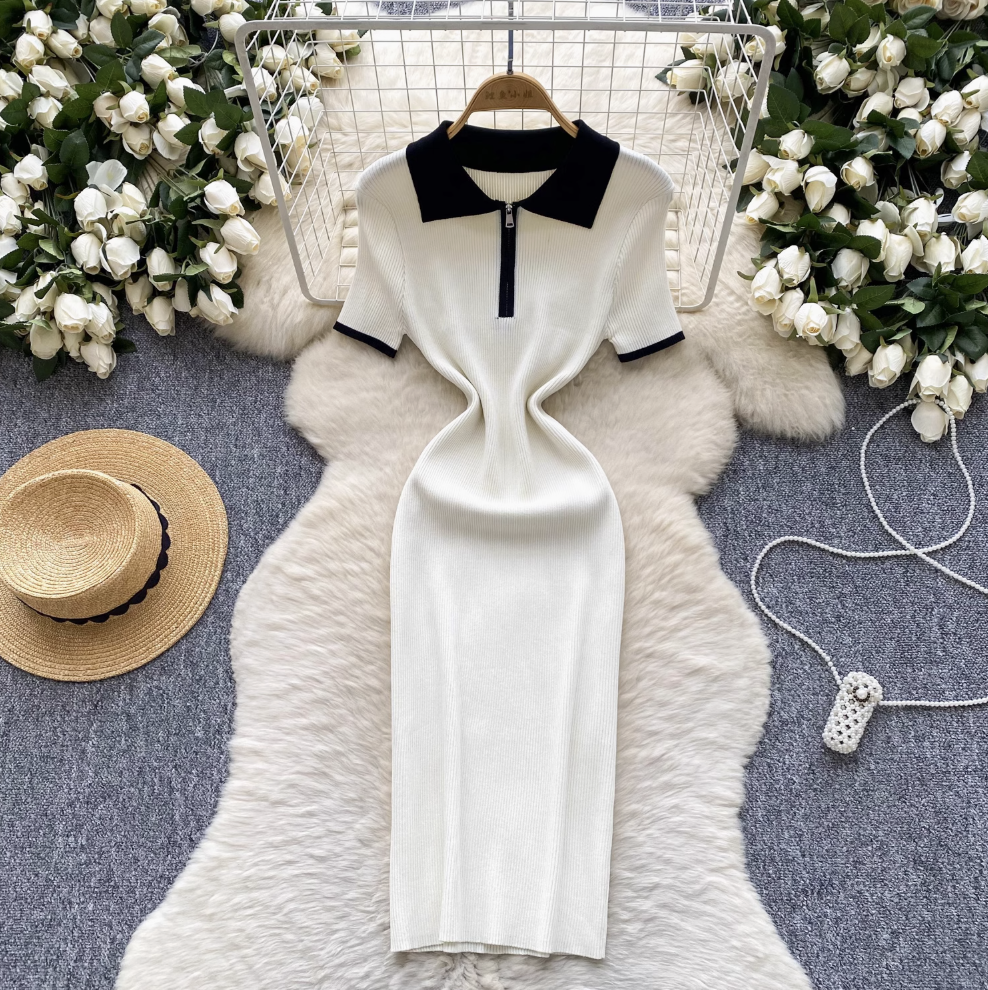 Vintage Zipped Knit Bodycon Dress