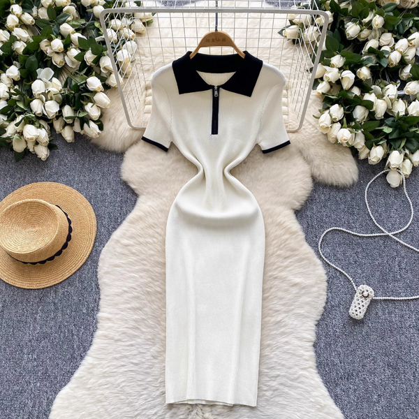 Vintage Zipped Knit Bodycon Dress