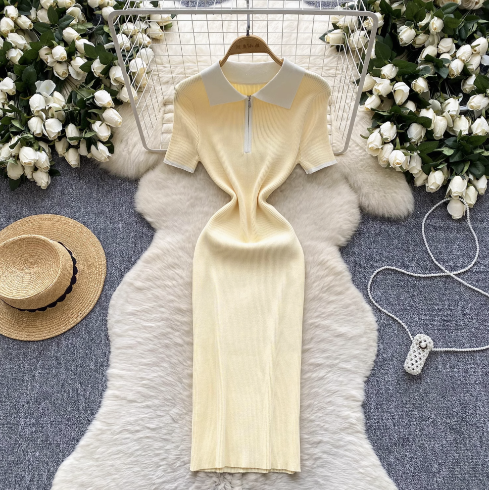 Vintage Zipped Knit Bodycon Dress