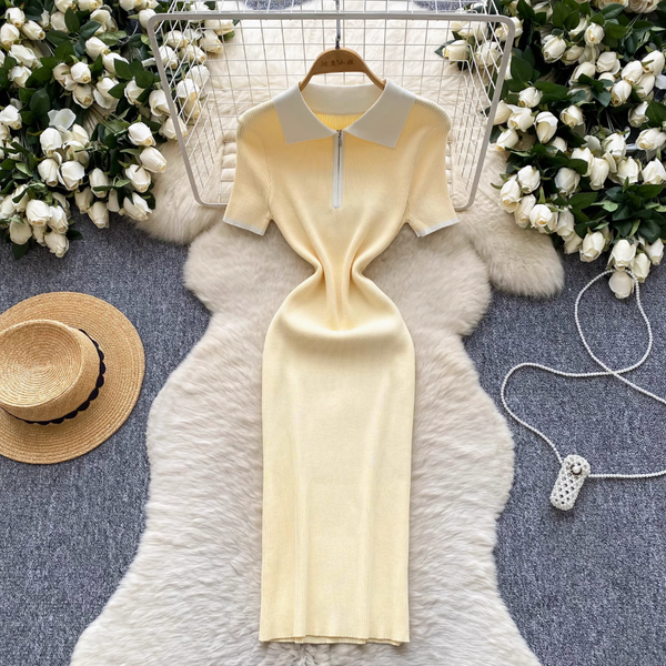 Vintage Zipped Knit Bodycon Dress