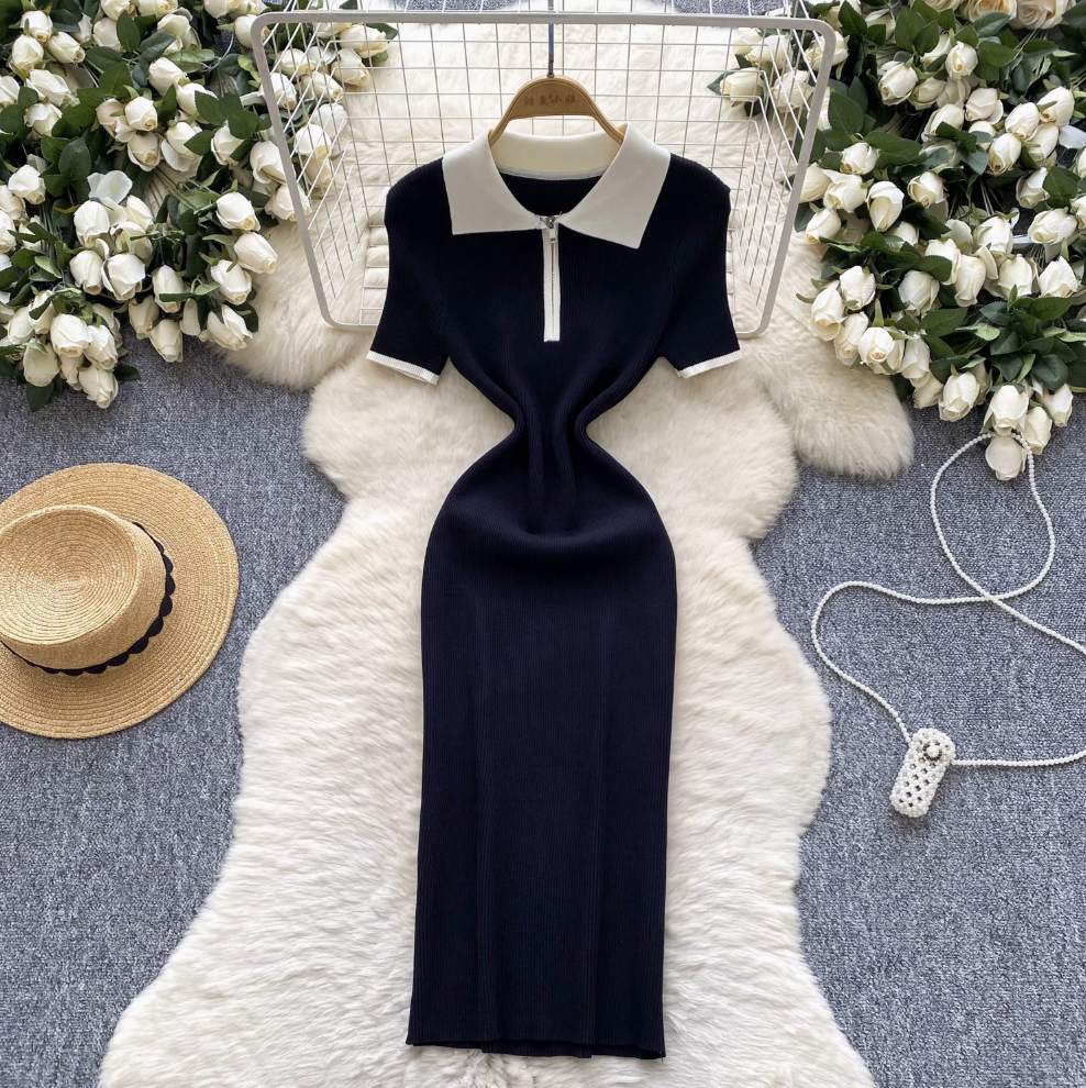 Vintage Zipped Knit Bodycon Dress