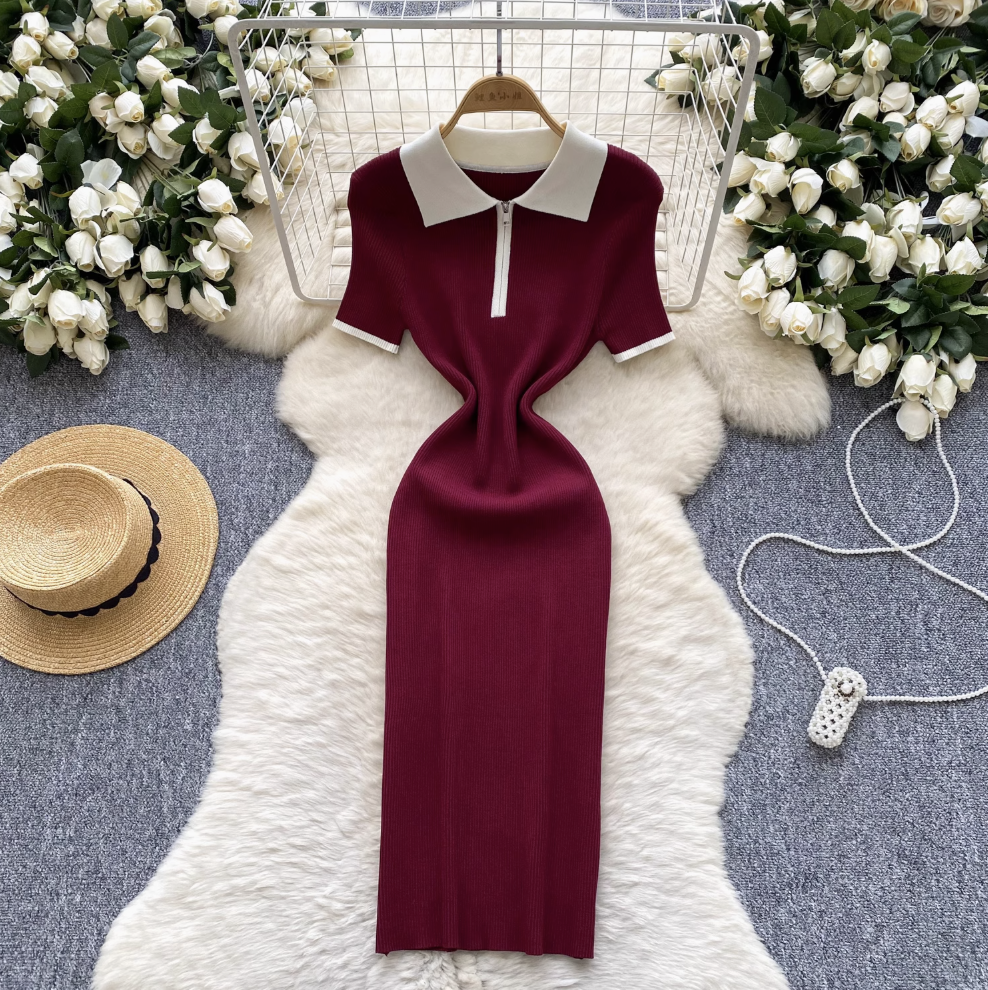 Vintage Zipped Knit Bodycon Dress