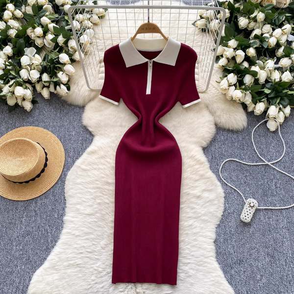 Vintage Zipped Knit Bodycon Dress