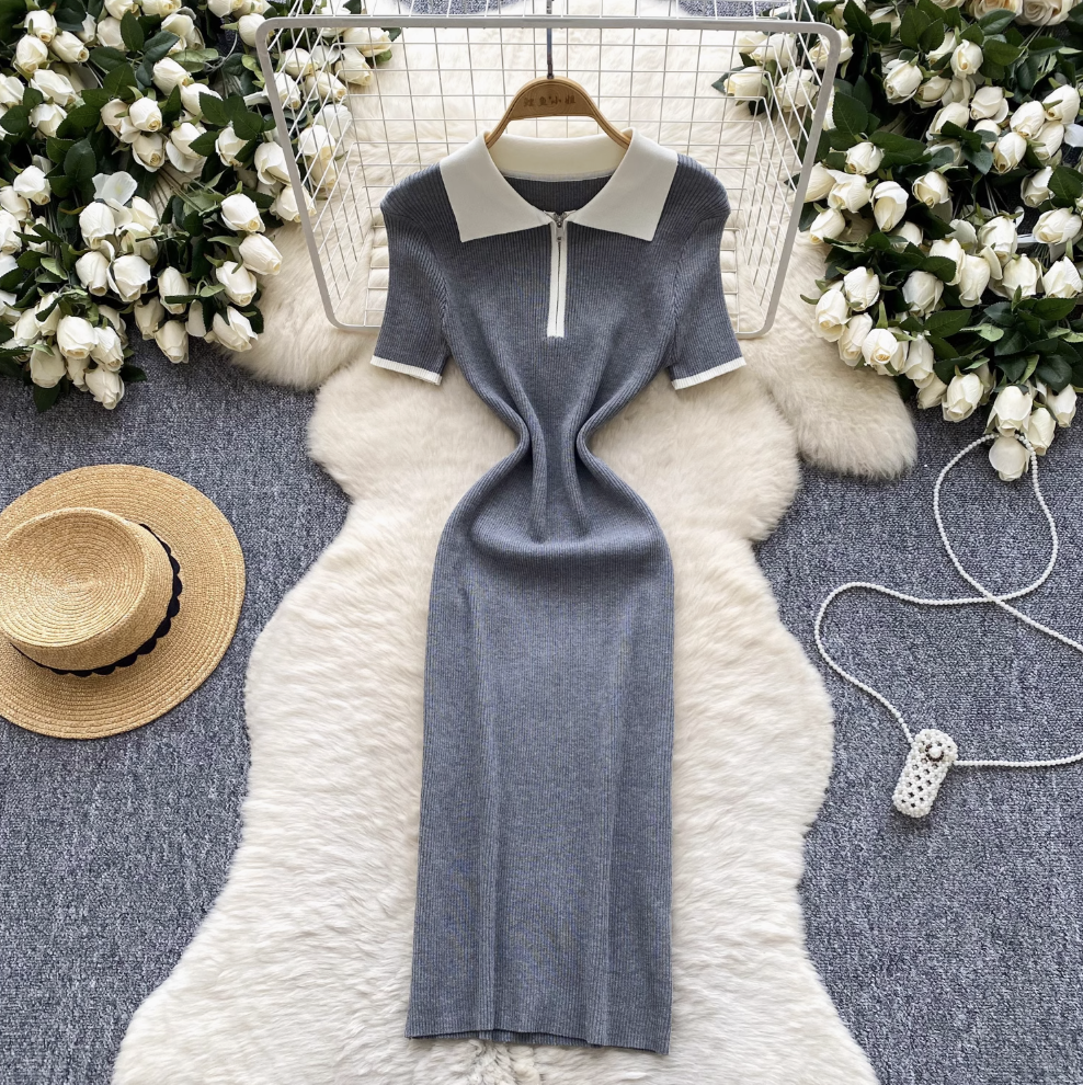 Vintage Zipped Knit Bodycon Dress