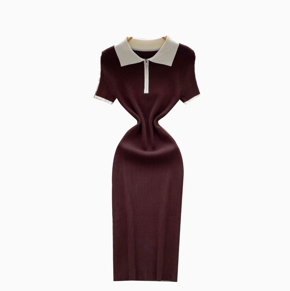 Vintage Zipped Knit Bodycon Dress
