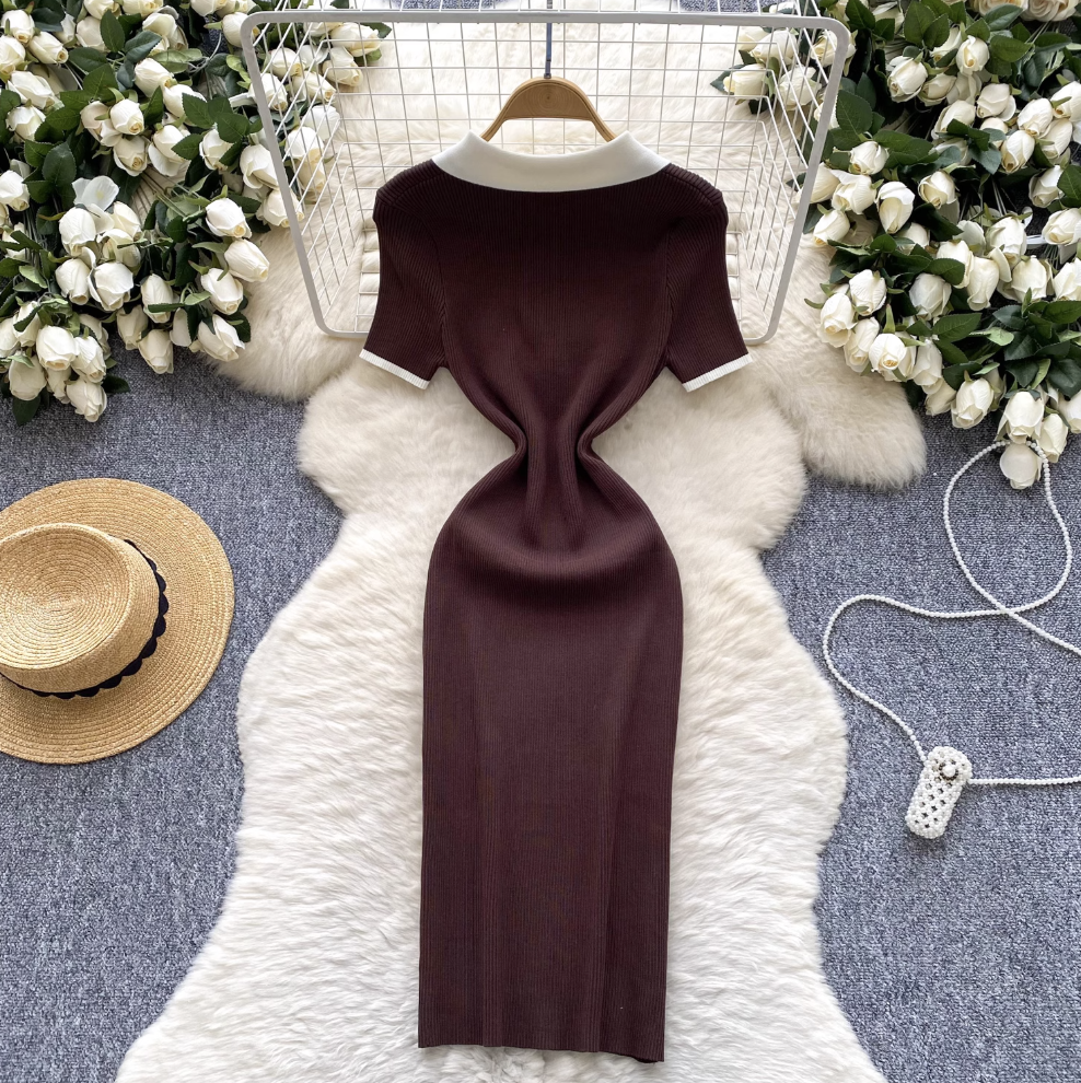 Vintage Zipped Knit Bodycon Dress