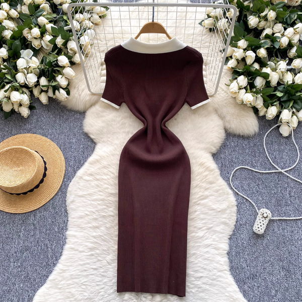 Vintage Zipped Knit Bodycon Dress