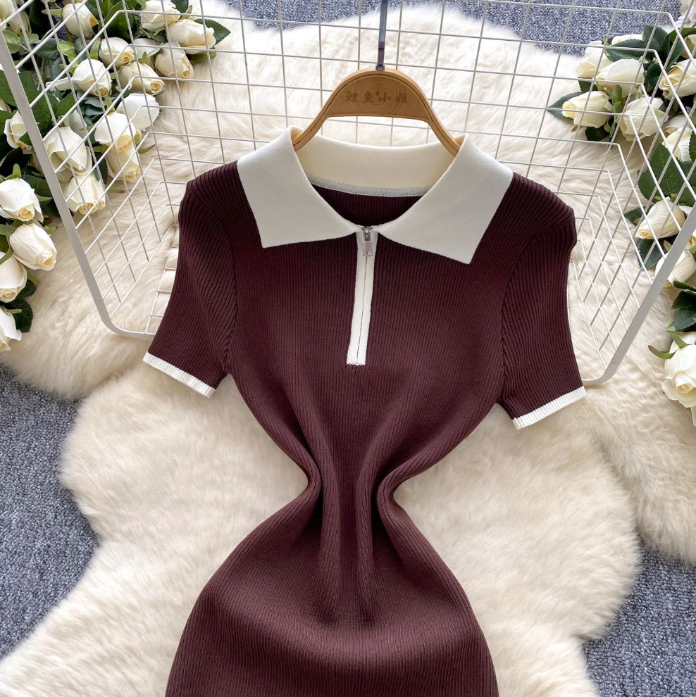 Vintage Zipped Knit Bodycon Dress