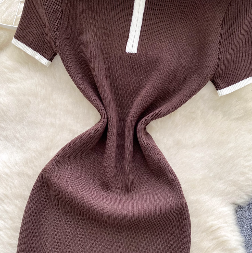 Vintage Zipped Knit Bodycon Dress
