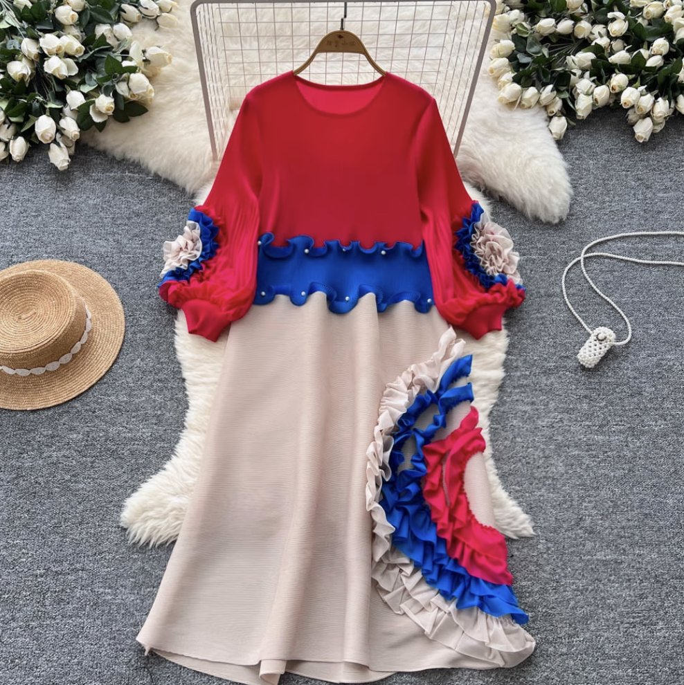 Niche Design Beaded Ruffled Dress