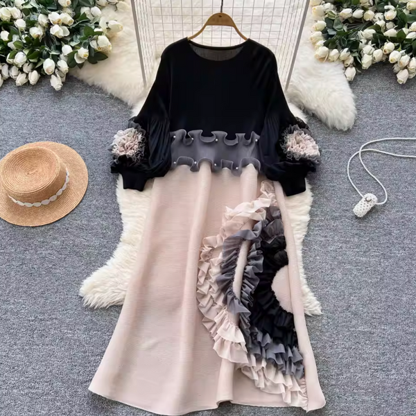 Niche Design Beaded Ruffled Dress