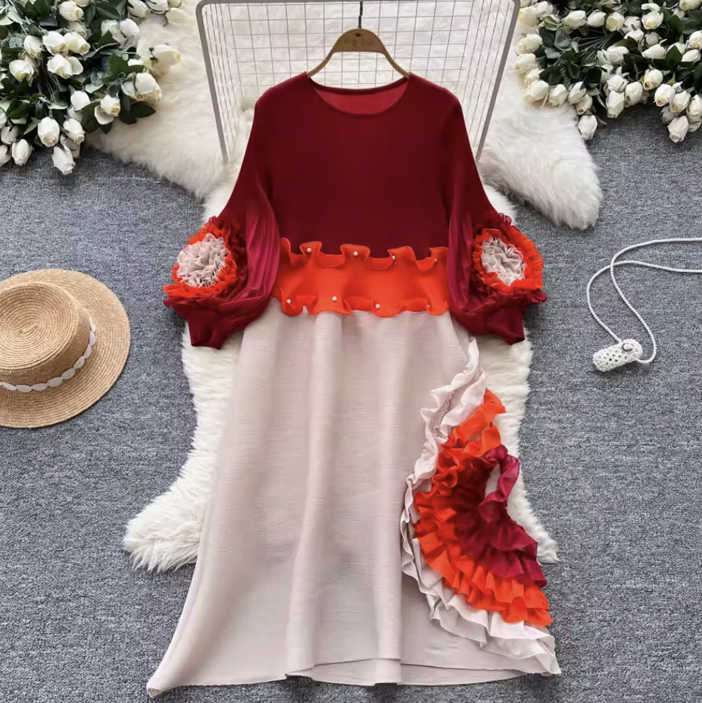 Niche Design Beaded Ruffled Dress