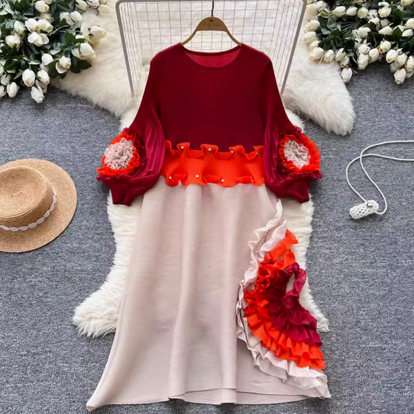 Niche Design Beaded Ruffled Dress