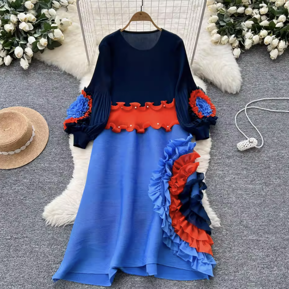 Niche Design Beaded Ruffled Dress