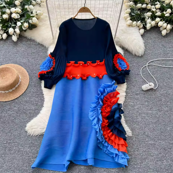 Niche Design Beaded Ruffled Dress