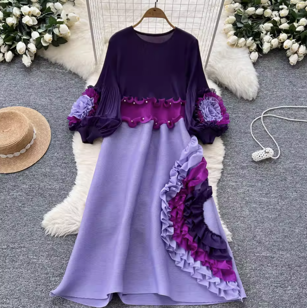 Niche Design Beaded Ruffled Dress