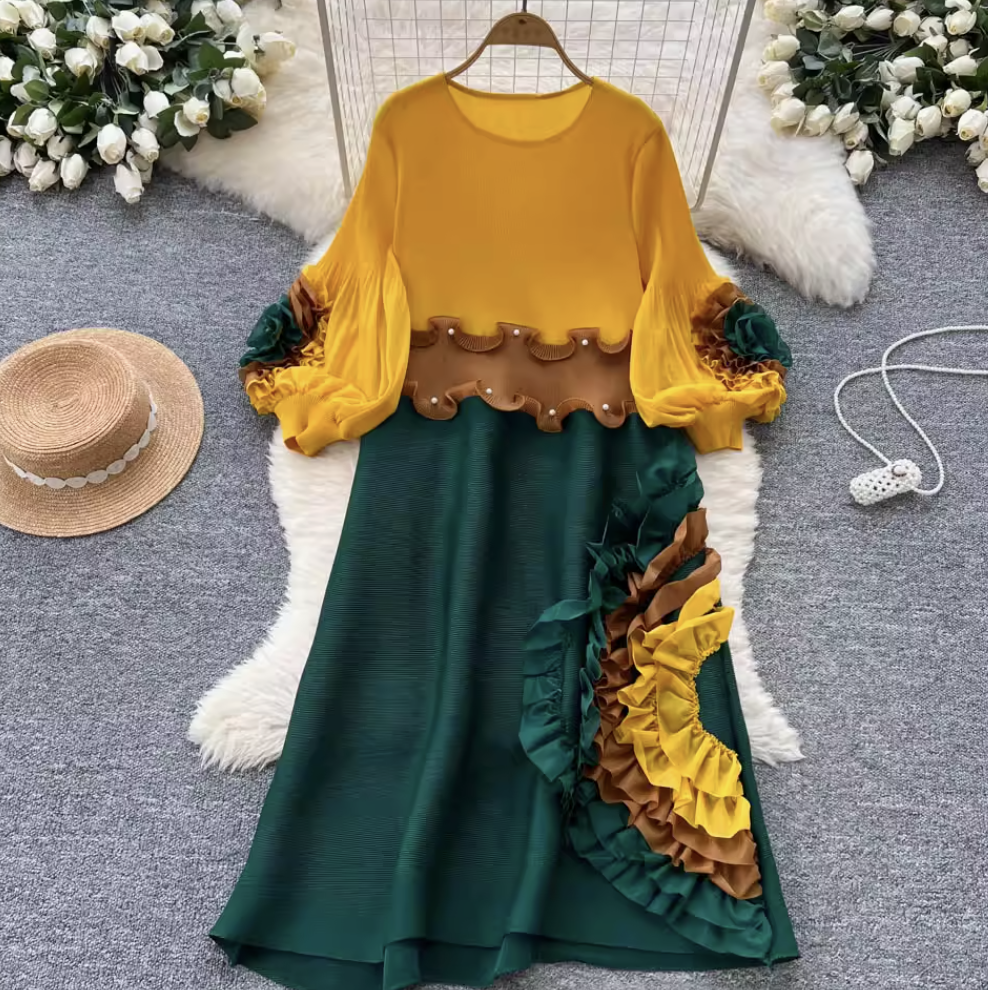 Niche Design Beaded Ruffled Dress