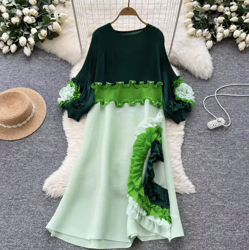 Niche Design Beaded Ruffled Dress