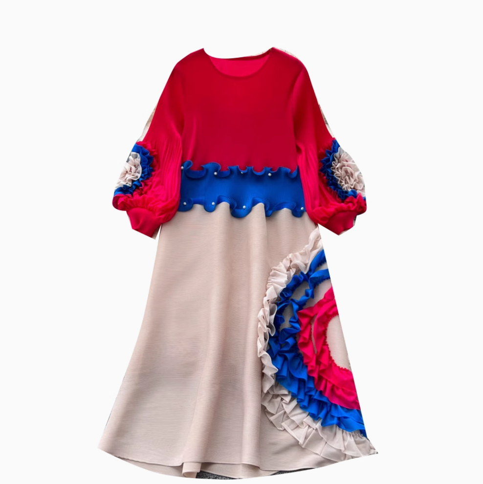 Niche Design Beaded Ruffled Dress