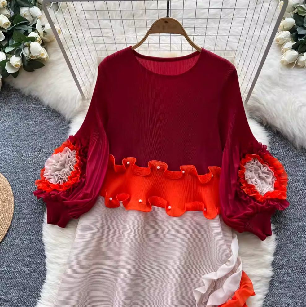 Niche Design Beaded Ruffled Dress