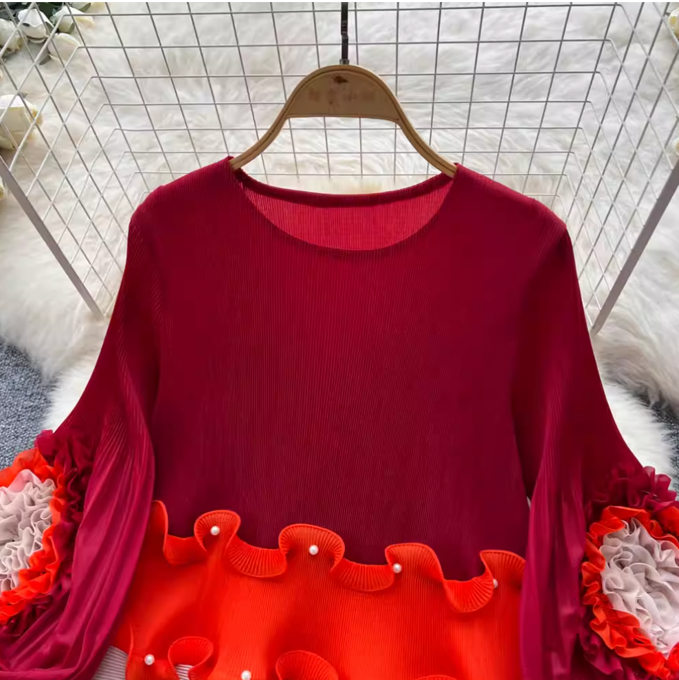 Niche Design Beaded Ruffled Dress