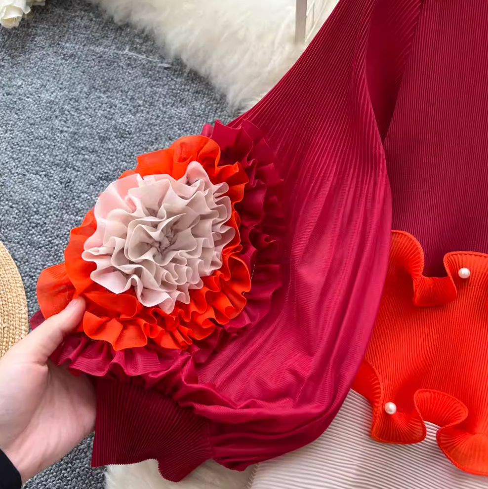Niche Design Beaded Ruffled Dress