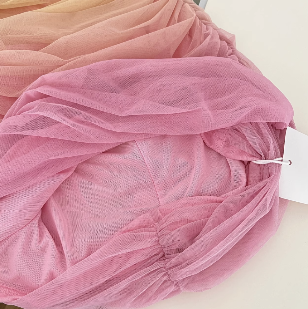 Off-shoulder Gradient Color Mesh Dress