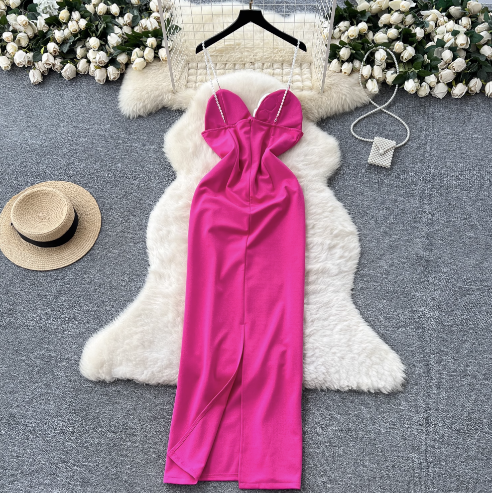 3D Flower Backless Beaded Slip Dress
