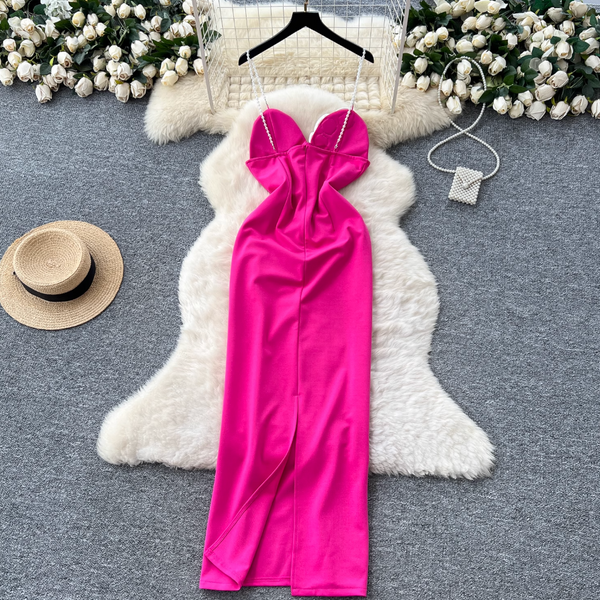 3D Flower Backless Beaded Slip Dress
