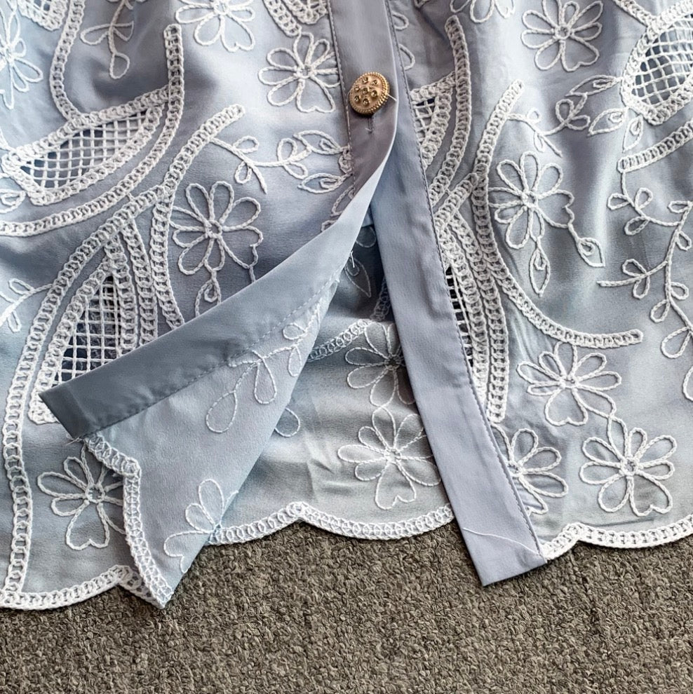 Korean Style Embroidery Shirt Dress