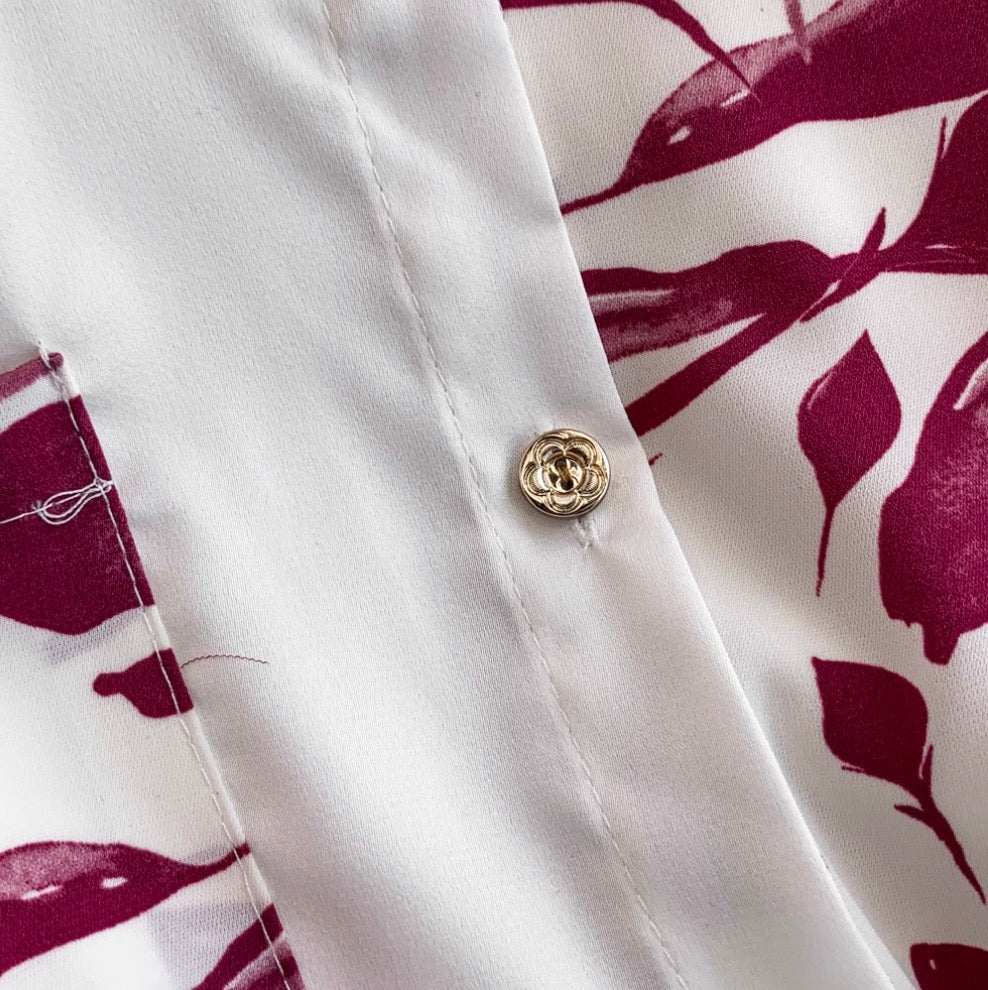 Vintage Printed A-line Shirt Dress