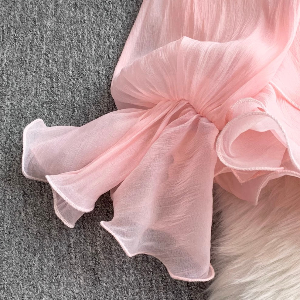 V-neck 3D Ruffled Princess Dress